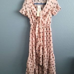 NWT Allison & Kelly Pink High Low Chiffon Dress Sz XS